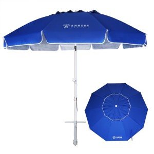 8-Foot Beach Umbrella with Sand Anchor - Blue