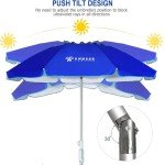 6.5ft Portable Beach Umbrella with Windproof Sand Anchor