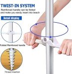 6.5ft Portable Beach Umbrella with Windproof Sand Anchor