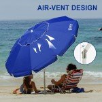 8-Foot Beach Umbrella with Sand Anchor - Blue