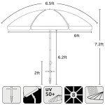 6.5ft Portable Beach Umbrella with Windproof Sand Anchor