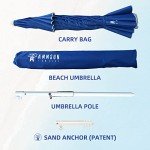 8-Foot Beach Umbrella with Sand Anchor - Blue