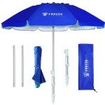 6.5ft Portable Beach Umbrella with Windproof Sand Anchor