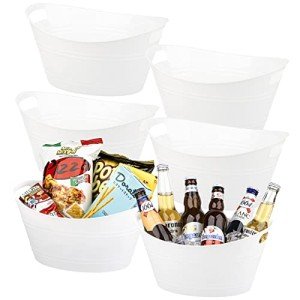 6-Pack Plastic Oval Ice Buckets for Parties