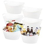 6-Pack Plastic Oval Ice Buckets for Parties