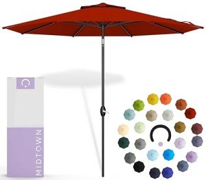 9-Foot Apple Red Outdoor Umbrella with Tilt