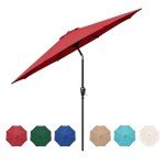 9ft Red Backyard Umbrella with Tilt & Crank