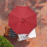 9ft Red Backyard Umbrella with Tilt & Crank