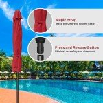 9ft Red Backyard Umbrella with Tilt & Crank