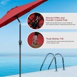 9ft Red Backyard Umbrella with Tilt & Crank