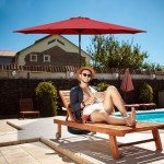 9ft Red Backyard Umbrella with Tilt & Crank