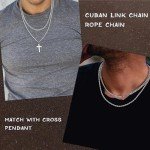Men's Silver Cross Necklace with Layered Chain