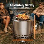 Portable Smokeless 19" Steel Fire Pit for Outdoors