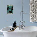 Funny Black Cat Bathroom Tin Sign - 8x12 Inch
