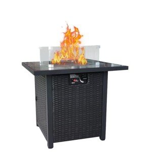 28" Gas Fire Pit Set with Glass Guard