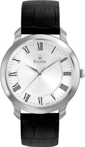 Bulova Men's Classic Quartz Black Leather Watch