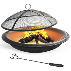 Steel Fire Pit Bowl with Spark Screen & Poker