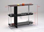 Black Bar Table with Two Glass Shelves