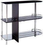 Black Bar Table with Two Glass Shelves