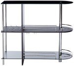 Black Bar Table with Two Glass Shelves