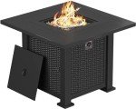 28" Outdoor Propane Fire Pit Table with Lid