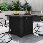 28" Outdoor Propane Fire Pit Table with Lid