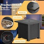 28" Outdoor Propane Fire Pit Table with Lid