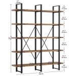 Industrial Double Wide 5-Tier Bookshelf for Mancave