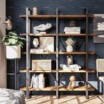 Industrial Double Wide 5-Tier Bookshelf for Mancave