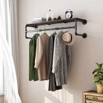 Industrial Pipe Wall Mounted Clothes Rack with Shelf