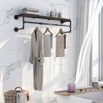Industrial Pipe Wall Mounted Clothes Rack with Shelf