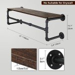 Industrial Pipe Wall Mounted Clothes Rack with Shelf
