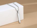 Men's Tungsten Steel Bar Pendant Necklace 20