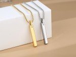 Men's Tungsten Steel Bar Pendant Necklace 20