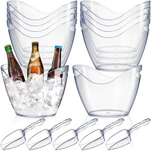 Clear Acrylic Ice Bucket with Scoops – 24 Pieces