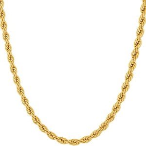 24k Gold Plated Rope Chain Necklace for All