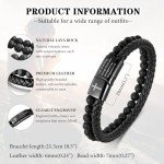 Men's Lava Rock & Leather Inspirational Bracelets