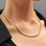 24k Gold Plated Rope Chain Necklace for All