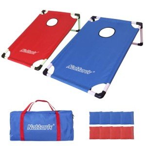 Portable Cornhole Set with Carrying Case & Bean Bags