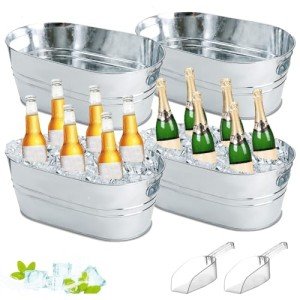 4-Piece Metal Ice Buckets with Scoops