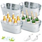 4-Piece Metal Ice Buckets with Scoops
