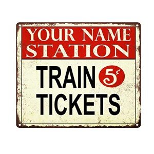 Personalized Train Station Metal Sign for Mancave