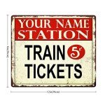 Personalized Train Station Metal Sign for Mancave