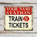 Personalized Train Station Metal Sign for Mancave