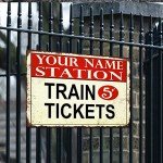 Personalized Train Station Metal Sign for Mancave