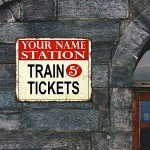 Personalized Train Station Metal Sign for Mancave