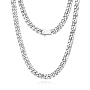Men's 20-Inch Silver Cuban Link Chain Necklace