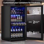 Mini Beverage Fridge with Glass Door & Shelves