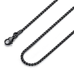 Stainless Steel Black Rolo Chain Necklace - 24 Inch