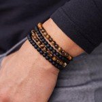 Men's 10PCS Tiger Eye Bracelet Set with Lava Rock